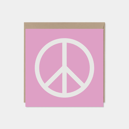 Pink Peace Sign Card, Square Peace Card, Eco-Friendly The Design Craft